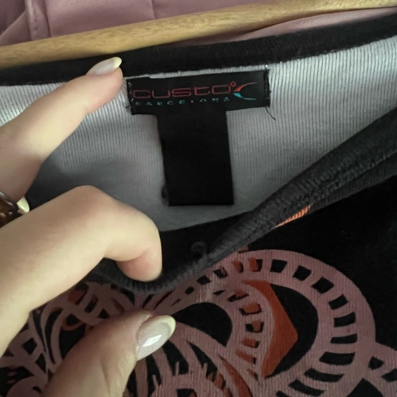 Custo Barcelona Black and Pink Graphic 3/4 Sleeve Blouse - Picture 4 of 5